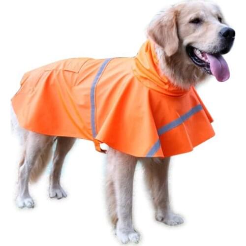 Dog Raincoat Adjustable Pet Anti-Water Clothes Lightweight Rain Jacket Poncho Hoodies with Strip Reflective Easy Step in Closure