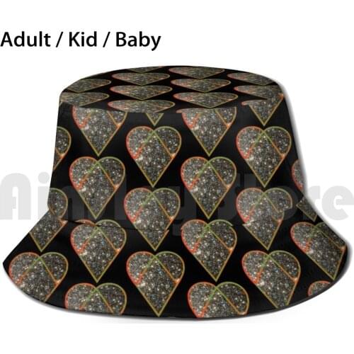 Heart Loop Stars Sun Hat 2669 Bucket Hat Hollow Heart Loop Stars Star Galaxy Space Cosmos Universe Logo