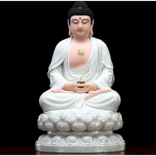 Special Offer High grade White marble jade Buddha statue Sakyamuni home family efficacious safe protection GOOD LUCK Talisman