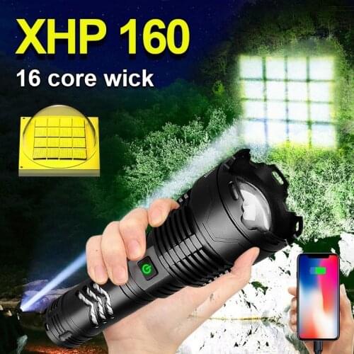 Super Bright XHP160 High Power Rechargeable LED Flashlight Torch XHP70 Powerful Tactical Flashlight 18650 XHP90 Hunt Flash Light
