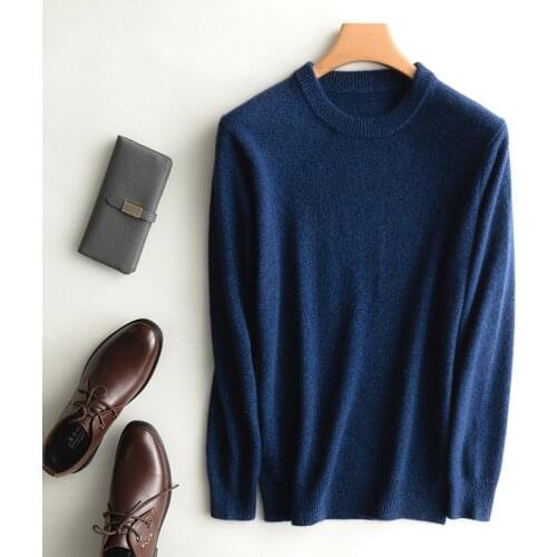 Winter Thick Goat Cashmere Sweater Men 100% Pure Knitted Pullovers O-Neck 2019 Clothes Long Sleeve Autumn Warm Soft Jumper Black