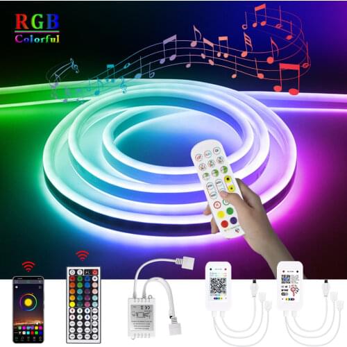 Tuya Smart LED Neon Strip Light 12V RGB Silicone Cuttable Tape Music Strip Dimmable Decoration Wifi Bluetooth APP Remote Control