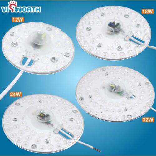VisWorth SMD2835 24PCS 40PCS 48PCS 72PCS Led Bulb 12W 18W 24W 32W Ceiling Lamp Circular PC+Aluminum Body SpotLight
