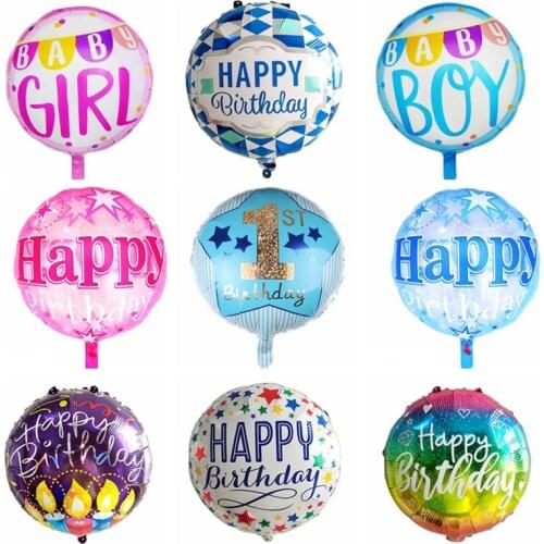 18inch Baby Shower Foil Balloon Boy Girl 1 Years Old Birthday Balloons Children Kids Happy Birthday Party Supply Decorations