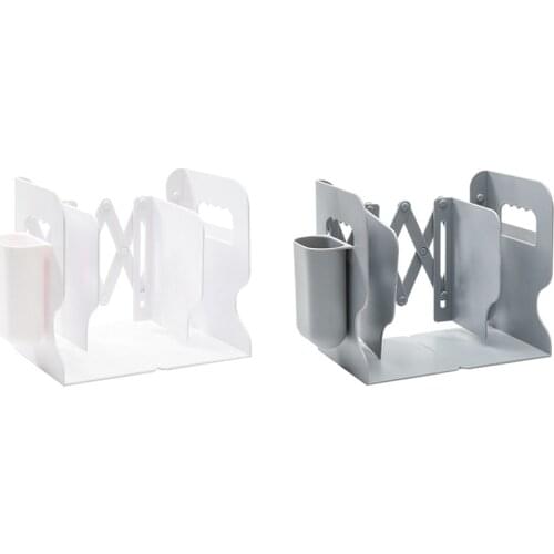 Retractable Bookends for Shelves Book Support Stand Adjustable Bookshelf with Pen Holder Desk Organizer Office