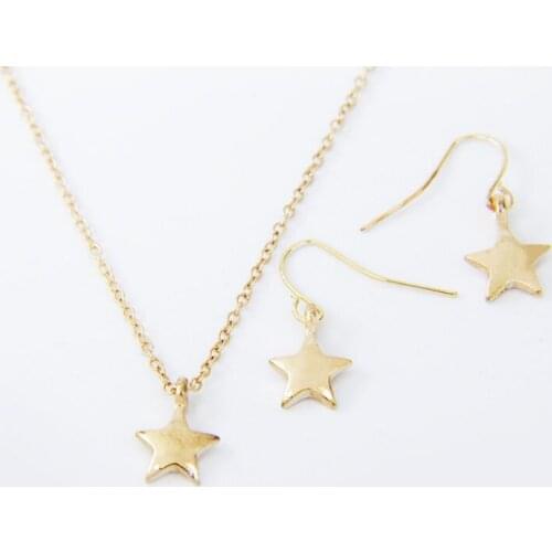 Five Star Gold Honey Necklace Pendant Earrings Jewlery Sets for Women Gift Fahion Nice CAITZ-001R