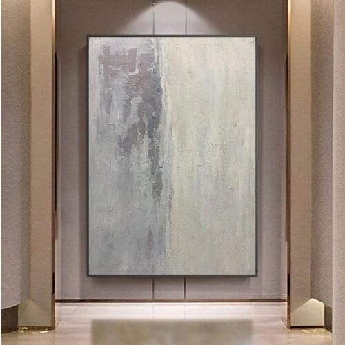 100% Handmade Abstract Painting Canvas Art Modern Minimalist Art Gray Room Decoration Wall Painting Large Wall Art Home Decor