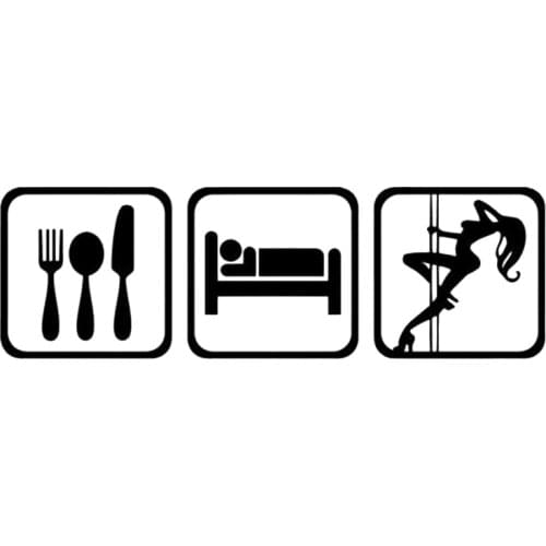 15*14.7cm Fashion Personality Creativity Classic Attractive Eat Sleep Pole Dancing Stripper Vinyl Decal Sticker