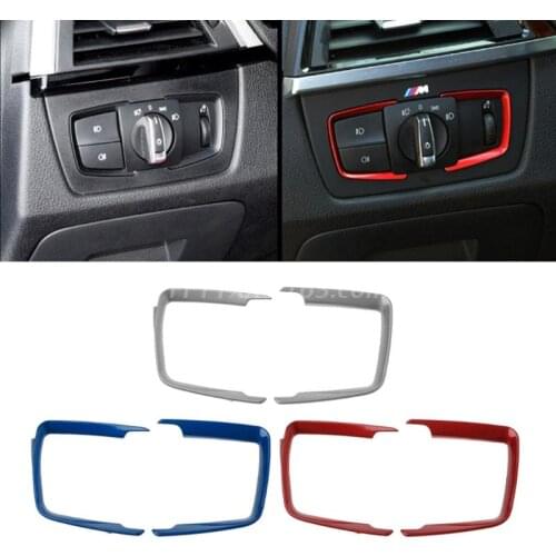 New 2 Pcs ABS Vehicle Car Headlight Switch Frame Trim Adjustment Sticker Decor For F30 F31 F32 F34 3 4