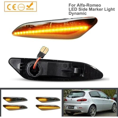 2pcs Dynamic Amber LED Side Marker Turn Signal Light For Alfa Romeo 147 02-10 156 97-06 Chrysler Ypsilon Lancia Delta Fiat Tipo