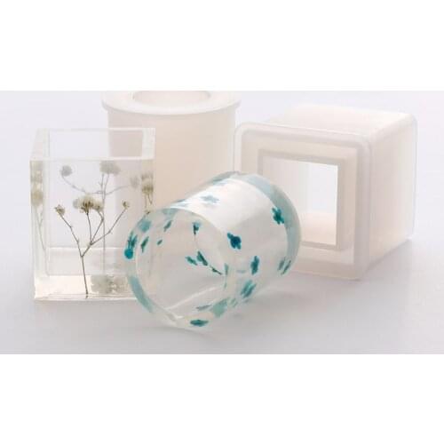 2pcs/set Round Cube Succulent Plants Flower Pot Silicone Mold Epoxy Resin Cement