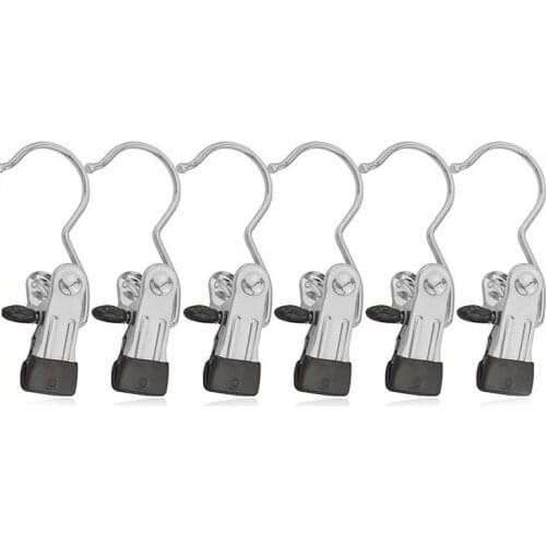 20 Pcs Portable Metal Laundry Hook Hanging Clothes Pin Boot Shoe Hanger Clips Curtain Holder Paper Binder Clips Organize