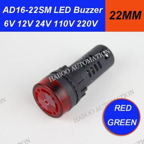 22mm AD16-22SM Indicator Light Signal Lamp Flash Buzzer 6V 12V 24V 110V 220V 380V