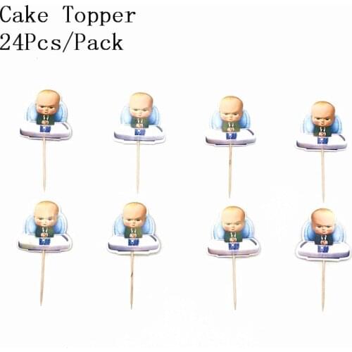 24pcs/lot Cartoon Baby Boss Cupcake Toppers Kids Birthday Party Decorations Baby Shower Baby Boss Cake Decoration Toppers Set