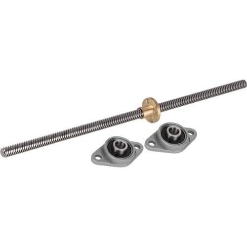 250mm Length 8mm Dia Silver Vertical Lead Screw Rod & Pillow Block Mounted Bearing for 3D Printer Set of 3