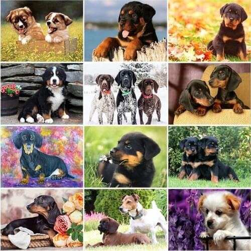 DIY 5D Diamond Painting Dog Doberman Pinscher Full Round Diamond Embroidery Cross Stitch Animal Mosaic Pattern Rhinestone Decor