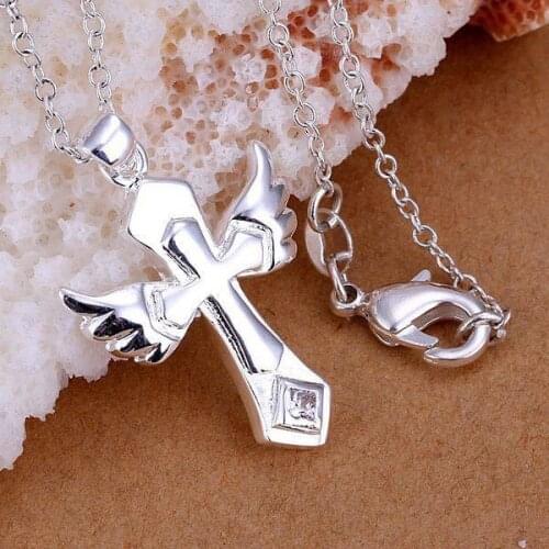 P229 Free Shipping silver plated Necklace, 925 fashion silver jewelry Big wings Cross /IFRPYXII IFRPYXII