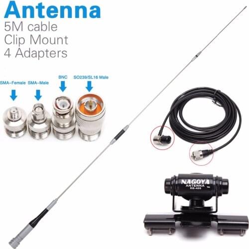 Diamond SG-7500 Dual Band Antenna+Clip Mnout +SMA-F/SMA-M/BNC/SL16 4 Adapters for Baofeng UV-5R UV-82 Walkie Talkie Mobile Radio