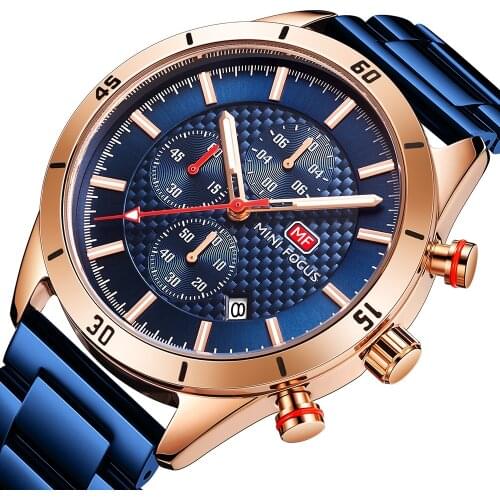 MINI FOCUS Fashion Mens Watches Top Brand Luxury Stainless Steel Quartz Wristwatch Waterproof Sport Male Clock Relogio Masculino