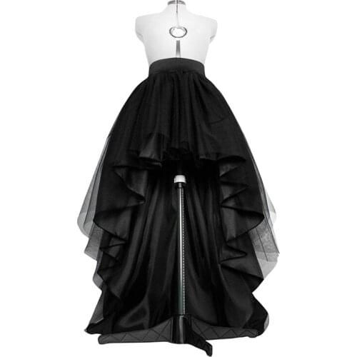 Black Tulle Skirt High Low High Elastic Waistband Skirts Formal Taffeta Skirt Bridesmaids Skirt for Woman Wedding Cocktail 2021