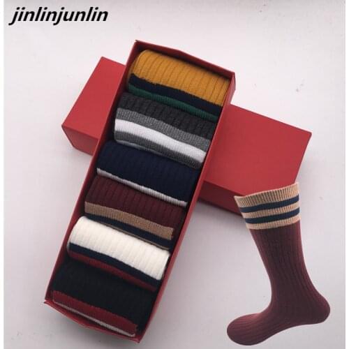 2020 new autumn and winter cotton double-needle striped long socks no gift box