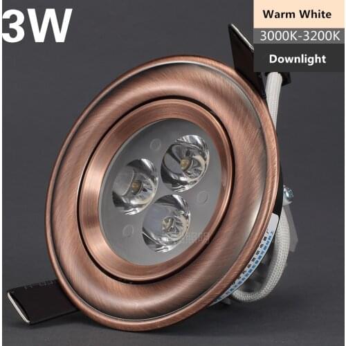 European style Bronze/Red Copper 3W LED dimmable White/Nature White/Warm White Downlight Ceiling Light Lamp