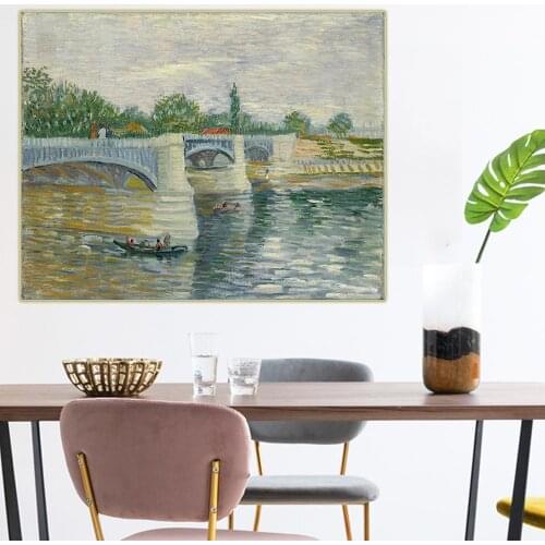 Citon Van Gogh《The Seine with the Pont de la Grande Jette》Canvas Oil Painting Famous Artwork Picture Wall Decor Home Decoration