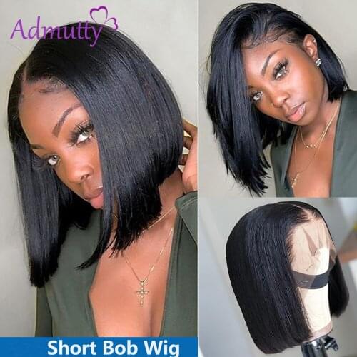 Short Human Hair Bob Wigs Brazilian Straight Lace Front Human Hair Wigs For Black Women Remy Lace Front Bob Wig 13*4 150