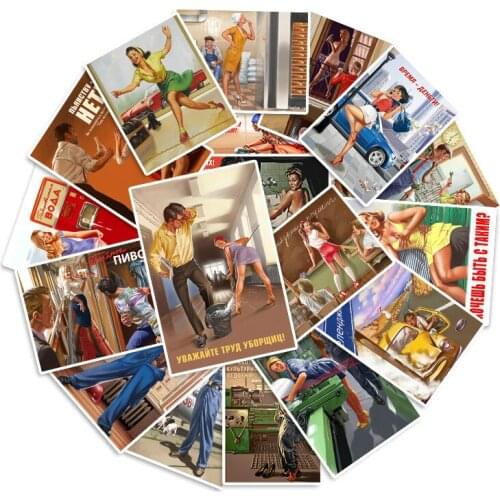 Hot USSR CCCP Vintage Soviet Russian Pin Up Wall Paper Beauty Sexy Girls Poster DIY Stickers and Decals Vinyl Waterproof PVC