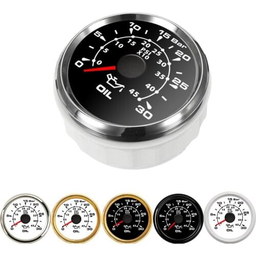 52mm Oil Pressure Gauges Backlight Auto Marine 0-30 Bar Gauge 0-45 PSI Oil Press Meter 9-32V for racing motorcycle Auto Boat