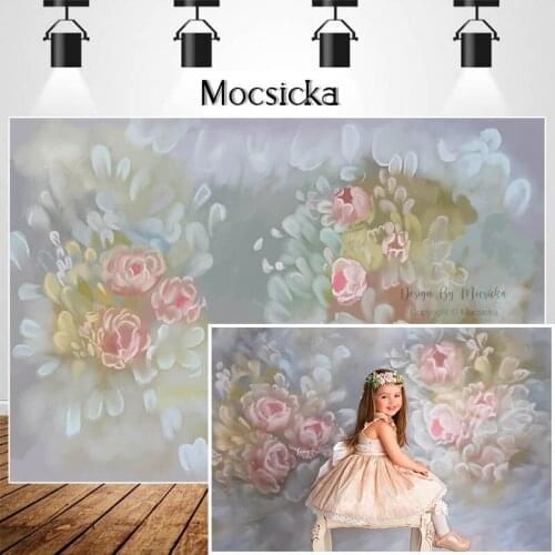 Mocsicka Fantasy Art Flowers Photocall Background Photo Studio Pink Floral Newborn Baby Kids Portrait Photography Backdrop Props