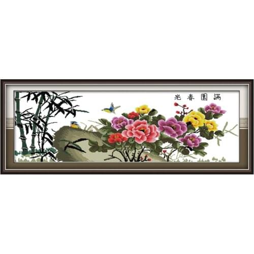 DIY Cross Stitch Flowers Pattern Cross Stitch Kit Cotton Thread Painting Embroidery Needlework 14CT Printing Fabric Home Decor