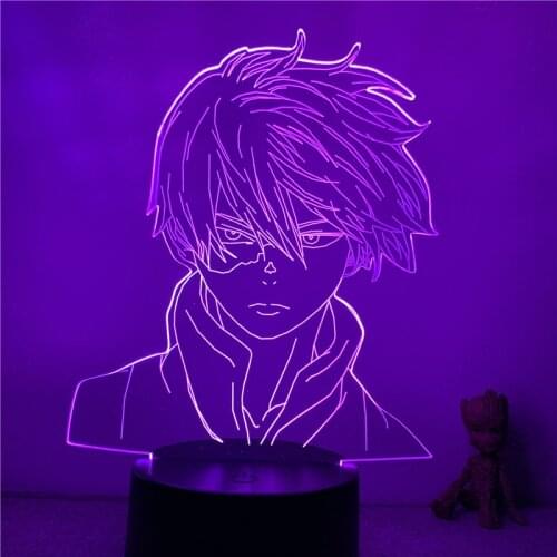 3D Nightlight Anime Todoroki Shoto Ice Fire My Hero Academia Figure 7 Colors Touch Optical Illusion Table Lamp Gift Room Decor