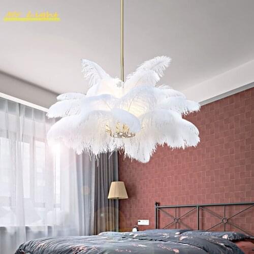 Nordic Pure Feather LED Pendant Lamp Living Room Bedroom Cafe Modern Pendant Lights Lighting Kitchen Hanging Lamp Light Fixtures