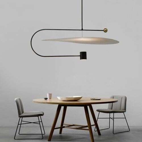 Nordic led Chandeliers art restaurant ring minimalist bedroom creative personality model room decoration 110v-220v Light fixture