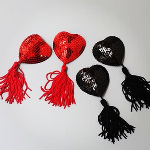 2021 New Hot Sexy Cute New Self Adhesive Sexy Tassel Heart Bra Nipple Cover Pasties Silicon Valentines Day gift Pasties Sticker