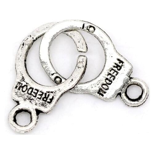 DoreenBeads 50 Silver Color "Freedom" Handcuffs Charm Pendants (B09982), yiwu