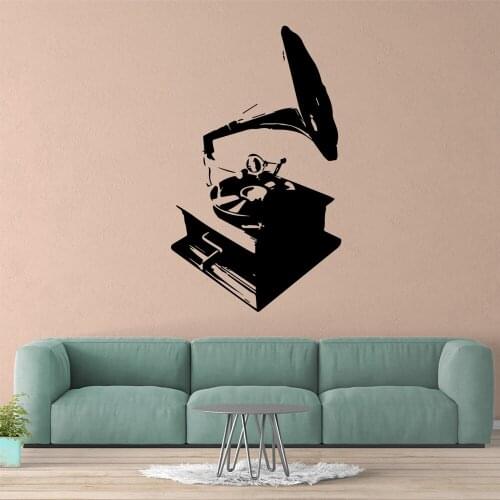 Custom Phonograph Cartoon Wall Decals Pvc Mural Art Diy Poster Removable Vinyl Mural Wallpaper Wall Art Sticker Murals