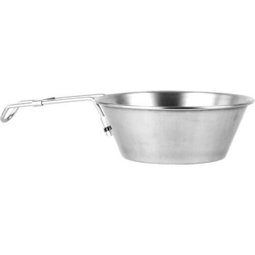 Camping Bowl Portable Cup 12 Inch Wide Mouth Pot Outdoor Bowl with Foldable Handle for Outdoor Camping Picnic Hiking Backpacking