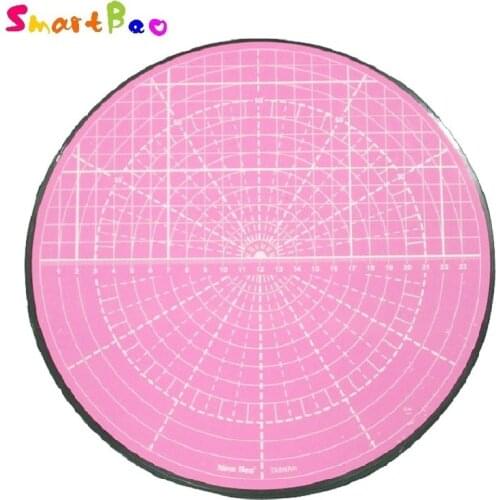 Pink Rotating Cutting Mat for Curved Circle Cutting,Model Painting, Potted Plant Cutting, 360-degree Rotation; Diameter 25.5 cm