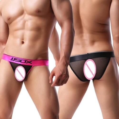 Sexy Mens Mesh Briefs See Through Transparent Underwear Men Penis Pouch Big Shorts Underpants Gay Male Slip Jockstraps Panties