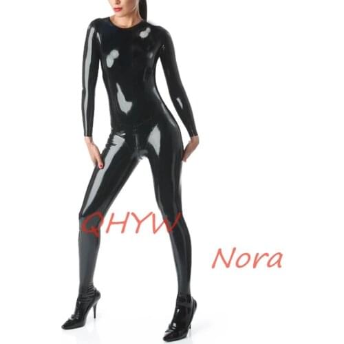 Sexy exotic Sexy women female handmade Black Latex customize Catsuit zentai cekc fetish Shoulder Entery Bodysuits Crotch Zipper