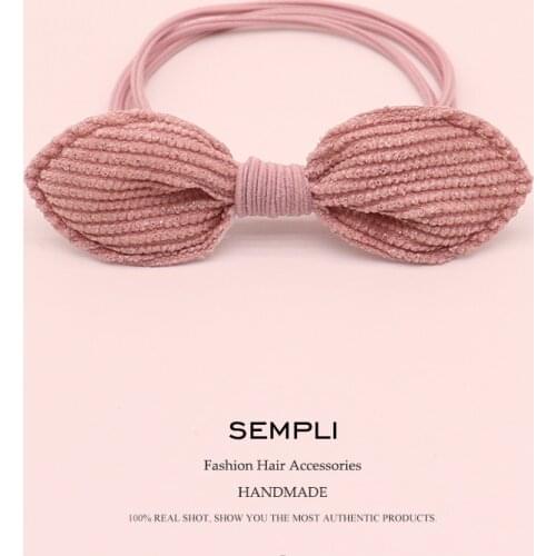 Sempi 4 Colors Cloth Bow Bow-knot Elastic Girls Hand Knotted Women Elastic Hair Bands Kid Children Rubber Bands High Elasticity