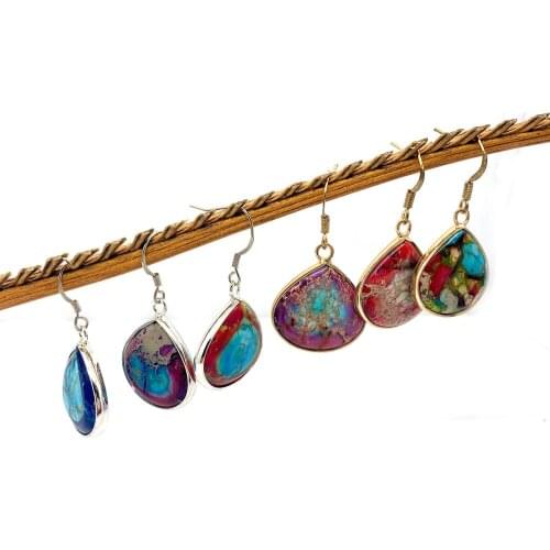 Natural Stone Earrings Teardrop-shaped Teardrop Candy Colored Gems Making DIY Necklace Earrings Accessories Ladies Gifts