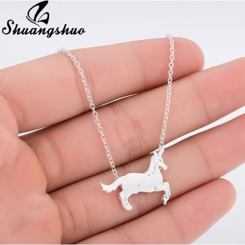 Shuangshuo Korean Fashion Unicorn Necklace Women Unicorn Birthday Choker Unicorn Slippers Animal Jewelry Necklaces & Pendants