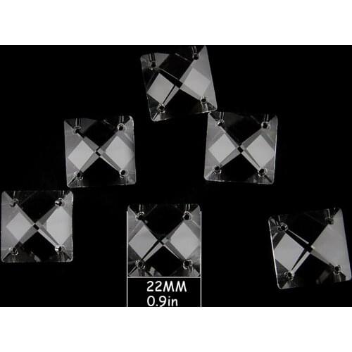 22mm 400pc glass prism square beads in 4 holes DIY wedding garland strand beads curtain pendant beads