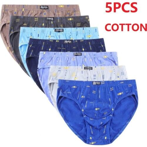 5Pcs/Lot Briefs MenS Underwear Cotton Mid-Waist Comfortable Breathable Sports Printing MenS Large Size Youth Briefs