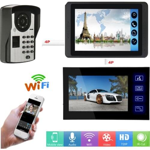 APP Remote Unlock Video Intercom 7 Inch Wifi Wireless Video Door Phone Doorbell Intercom System Password Fingerprint Camera KIT