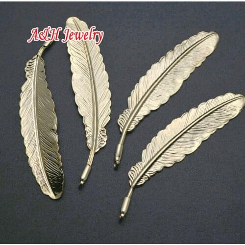 20pcs High Quality Gold Color Copper Feather Shape Pendants Fashion Women Jewelry Making Materials Leaves Charms DIY Findings