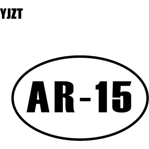 YJZT 14.4*9CM Interesting AR - 15 Oval With Gun Car Sticker Accessories High Quality Vinyl Graphic Black Silver C12-0172